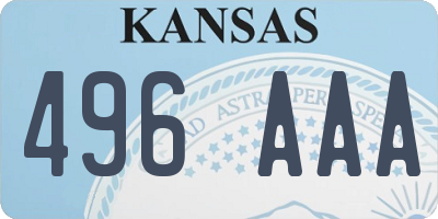 KS license plate 496AAA