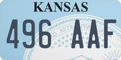 KS license plate 496AAF