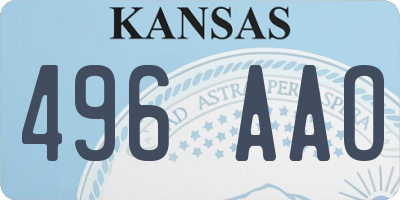 KS license plate 496AAO