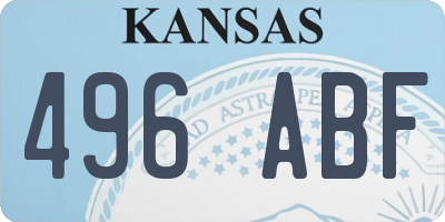 KS license plate 496ABF