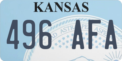 KS license plate 496AFA