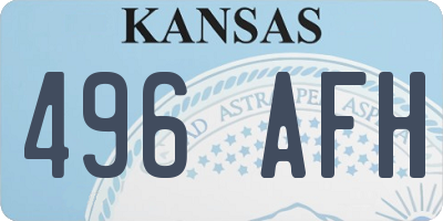 KS license plate 496AFH