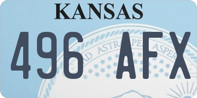 KS license plate 496AFX