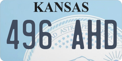 KS license plate 496AHD