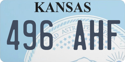 KS license plate 496AHF