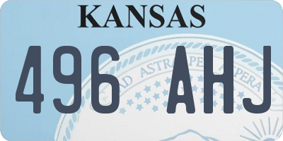 KS license plate 496AHJ