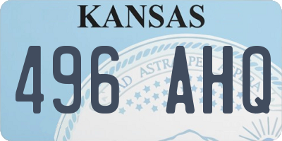 KS license plate 496AHQ