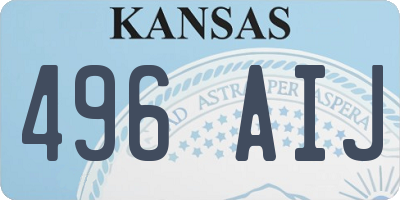 KS license plate 496AIJ