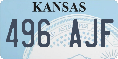 KS license plate 496AJF