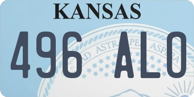 KS license plate 496ALO