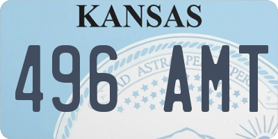 KS license plate 496AMT