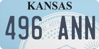 KS license plate 496ANN