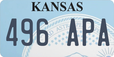KS license plate 496APA