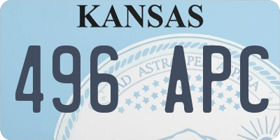 KS license plate 496APC
