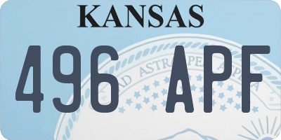 KS license plate 496APF