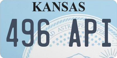KS license plate 496API