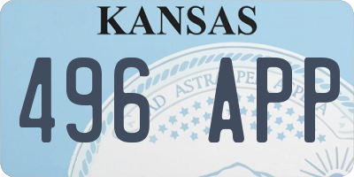 KS license plate 496APP
