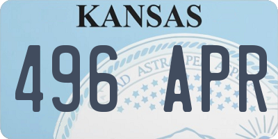 KS license plate 496APR