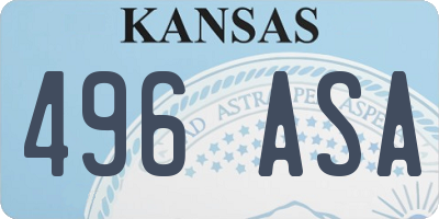 KS license plate 496ASA