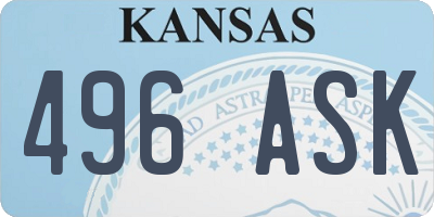 KS license plate 496ASK