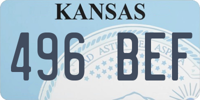 KS license plate 496BEF