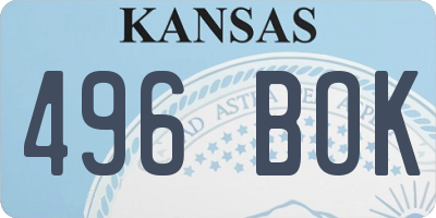KS license plate 496BOK