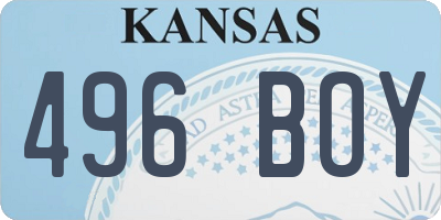 KS license plate 496BOY