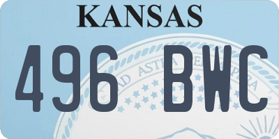 KS license plate 496BWC