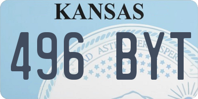 KS license plate 496BYT