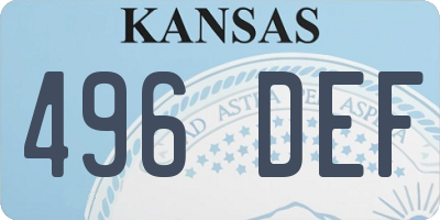 KS license plate 496DEF