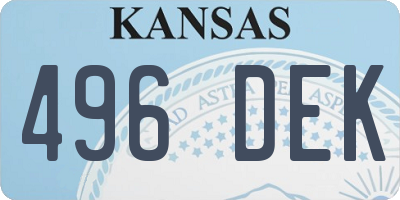 KS license plate 496DEK
