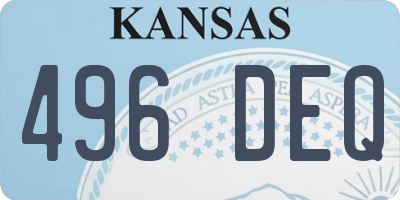 KS license plate 496DEQ