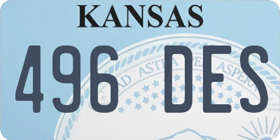KS license plate 496DES