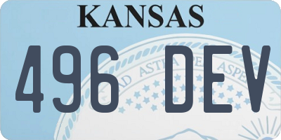 KS license plate 496DEV