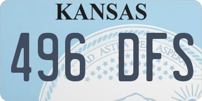 KS license plate 496DFS