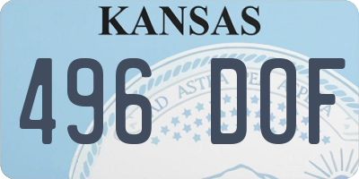 KS license plate 496DOF