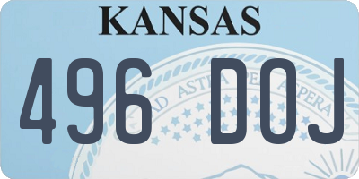 KS license plate 496DOJ