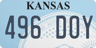 KS license plate 496DOY