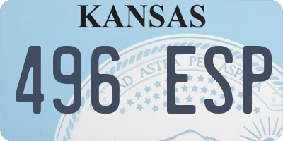 KS license plate 496ESP