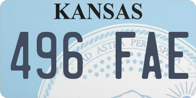 KS license plate 496FAE