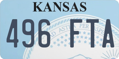 KS license plate 496FTA