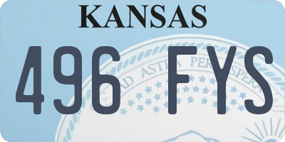 KS license plate 496FYS