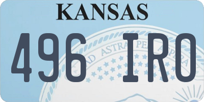 KS license plate 496IRO