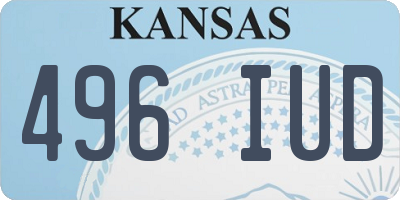 KS license plate 496IUD