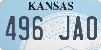 KS license plate 496JAO