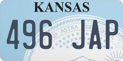 KS license plate 496JAP