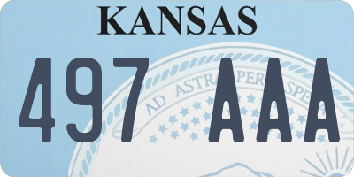 KS license plate 497AAA