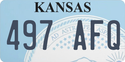 KS license plate 497AFQ