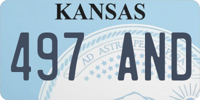 KS license plate 497AND