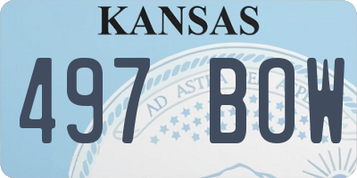 KS license plate 497BOW